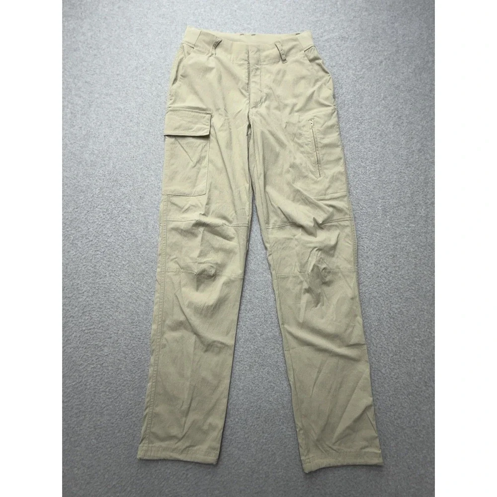 Athleta Trekkie Utility Cargo Pants Womens 0 Beige Hiking Travel Zip Pockets